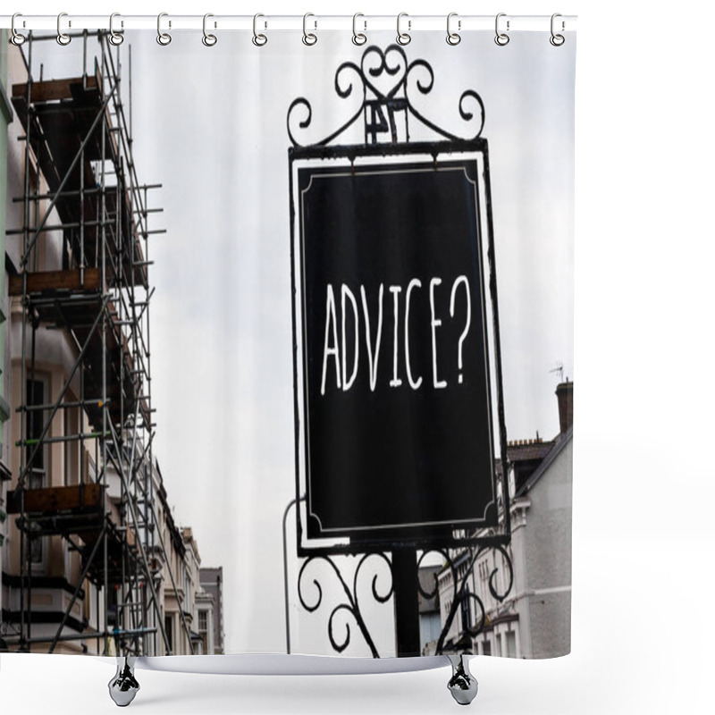 Personality  Word Writing Text Advice Question. Business Concept For Counseling Encouragement Assist Recommend Support Steer Vintage Black Board Sky Old City Vintage Antique Ideas Message Scaffolding Shower Curtains