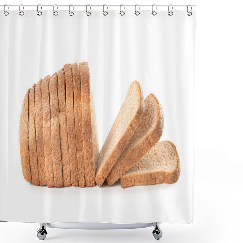 Personality  Fresh Bread On White Background. Baked Goods Shower Curtains