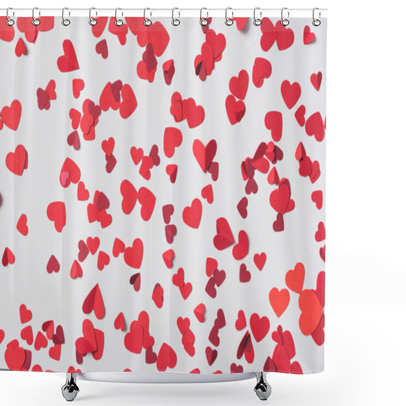 Personality  Seamless Pattern Of Red Hearts On White Background Shower Curtains