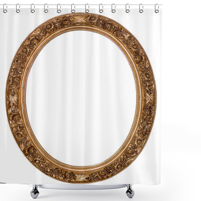 Personality  Oval Gold Picture Frame Shower Curtains