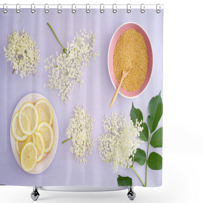 Personality  Ingredients For Making Elderflower Syrup Shower Curtains