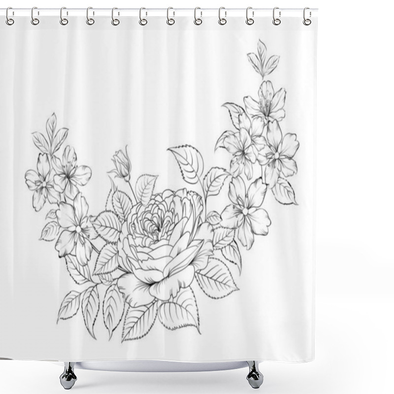 Personality  Floral Bouquet On White Background. Vector Illustration. Shower Curtains