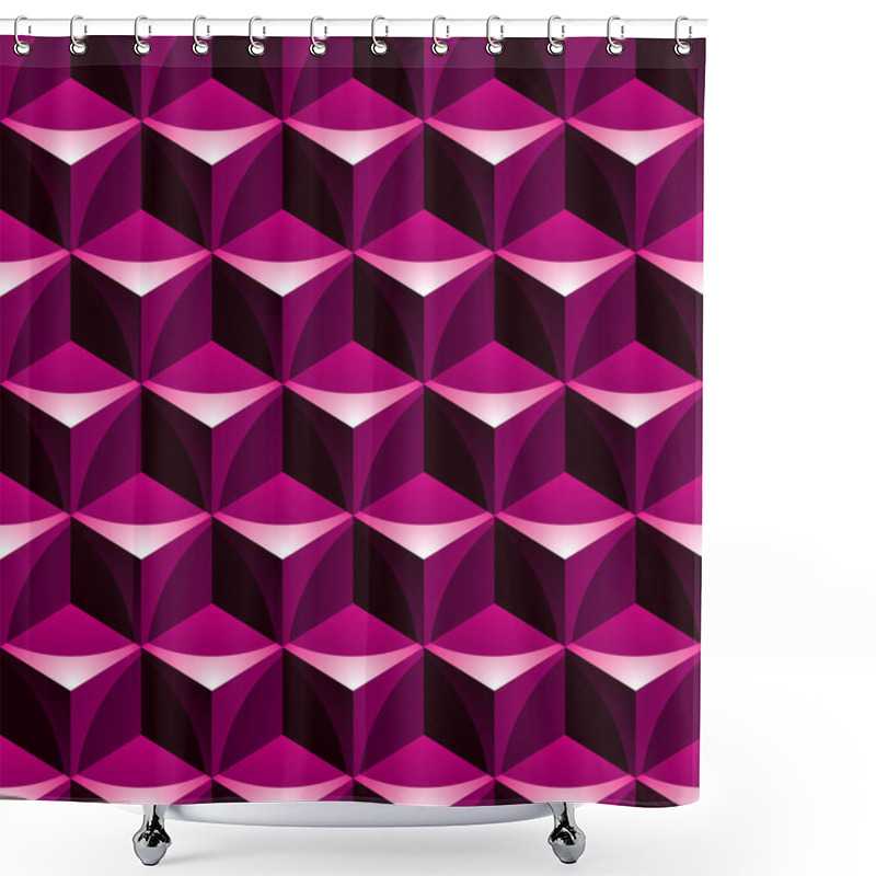 Personality  Seamless Pattern With 3d Geometric Figures Shower Curtains