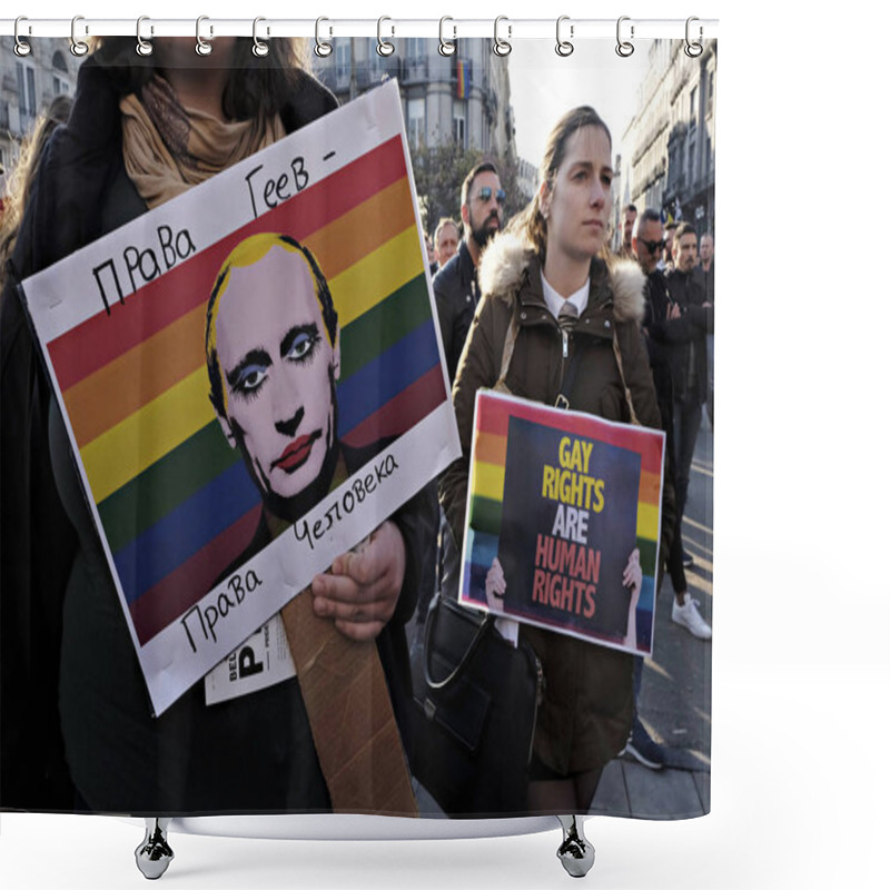 Personality  BELGIUM - RUSSIA - LGBT - RIGHTS - POLITICS - CHECHNYA Shower Curtains