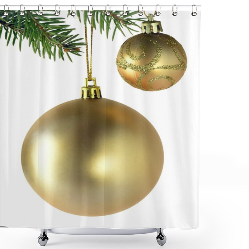 Personality  Christmas Tree Gold Ornaments Shower Curtains