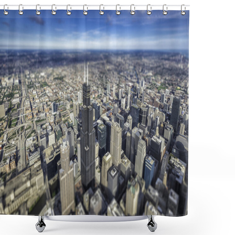 Personality  Chicago Downtown Skyscrapers Overhead View Shower Curtains