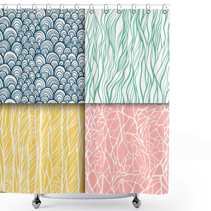 Personality  Abstract Doodle Seamless Patterns Set Shower Curtains