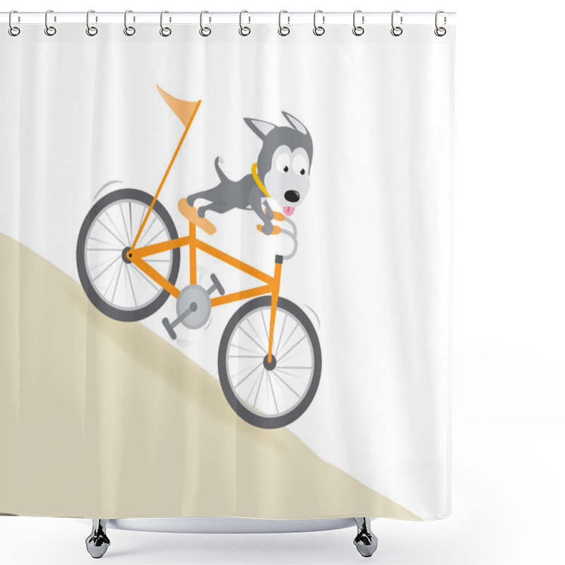 Personality  Dog Biking Downhill Shower Curtains