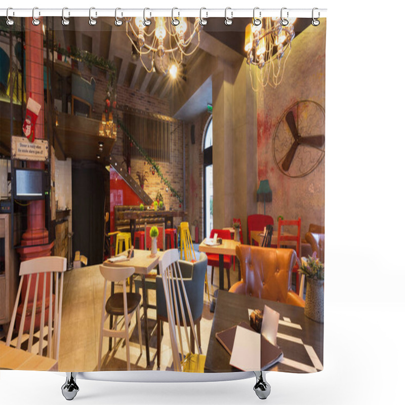 Personality  Interior Of A Modern Urban Restaurant Shower Curtains