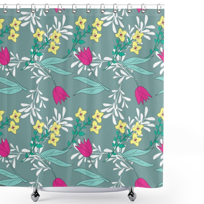 Personality  Seamless Pattern With Floral Motifs Able To Print For Cloths, Tablecloths, Blanket, Shirts, Dresses, Posters, Papers. Shower Curtains