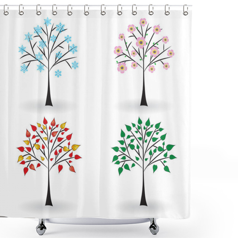 Personality  Tree In Four Seasons. Shower Curtains