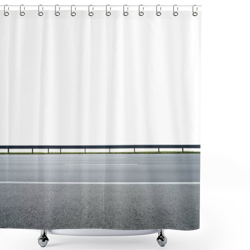 Personality  Asphalt Road And Railings Isolated On White Background. Side Angle View Shower Curtains