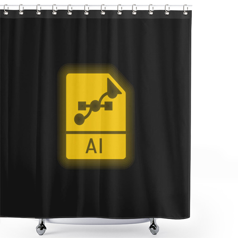 Personality  AI Yellow Glowing Neon Icon Shower Curtains