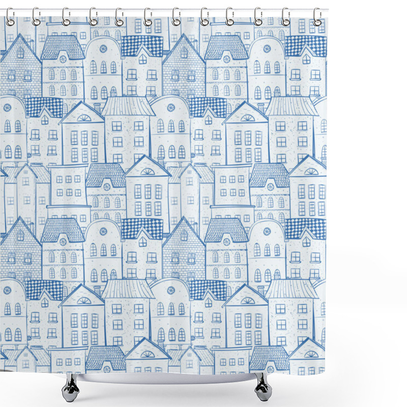 Personality  Background With City And Houses Shower Curtains