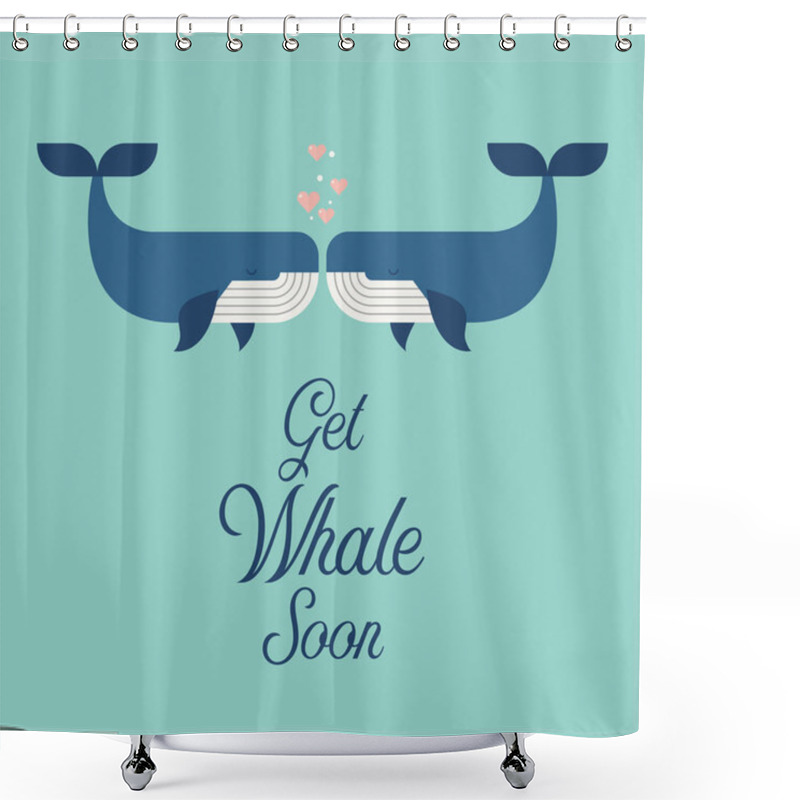 Personality  Get Whale Soon Word With Cute Whales Shower Curtains