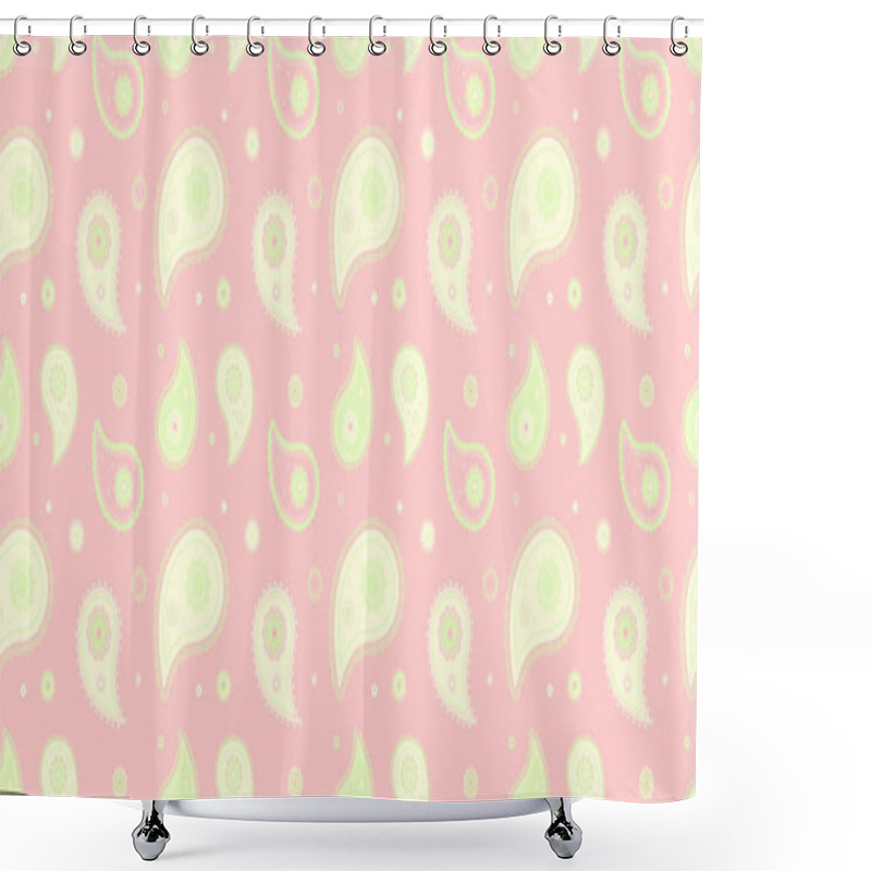 Personality  Charming Pastel Pink Paisley Pattern.  Perfect For Textile Design, Wallpaper, Scrapbooking, Or Feminine Branding.  Elegant And Delicate, This Seamless Design Offers A Touch Of Vintage Sophistication. Shower Curtains