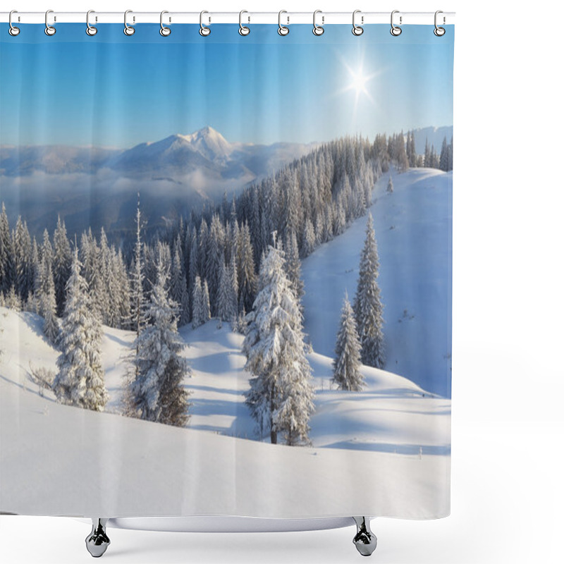 Personality  Winter Day In The Mountains Shower Curtains