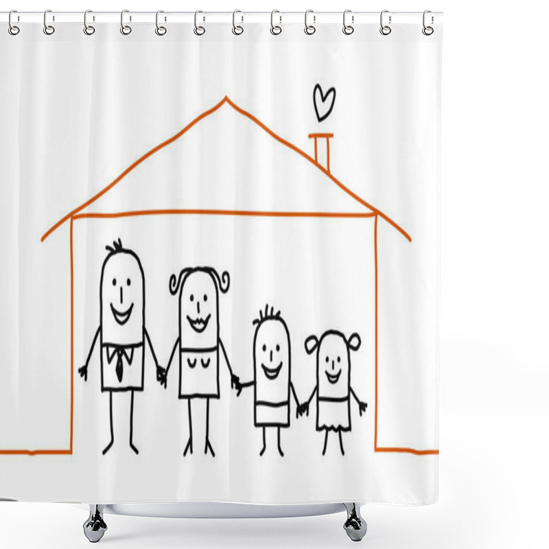 Personality  Cartoon Family - At Home Shower Curtains