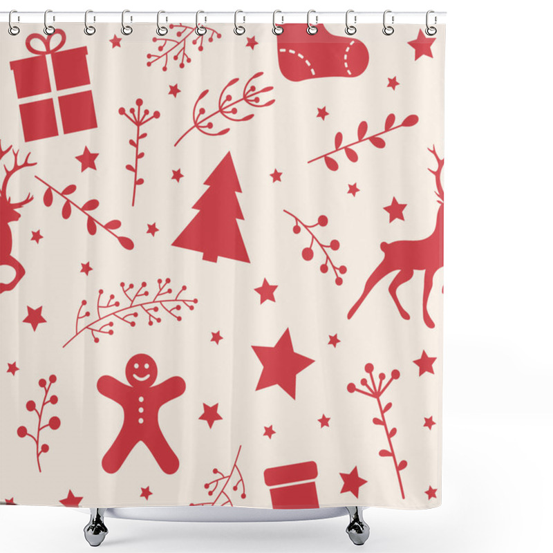 Personality  Design Of Seamless Pattern With Christmas Ornaments. Vector Shower Curtains