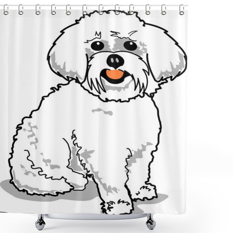 Personality  Sitting Happy White Maltese Dog Shower Curtains