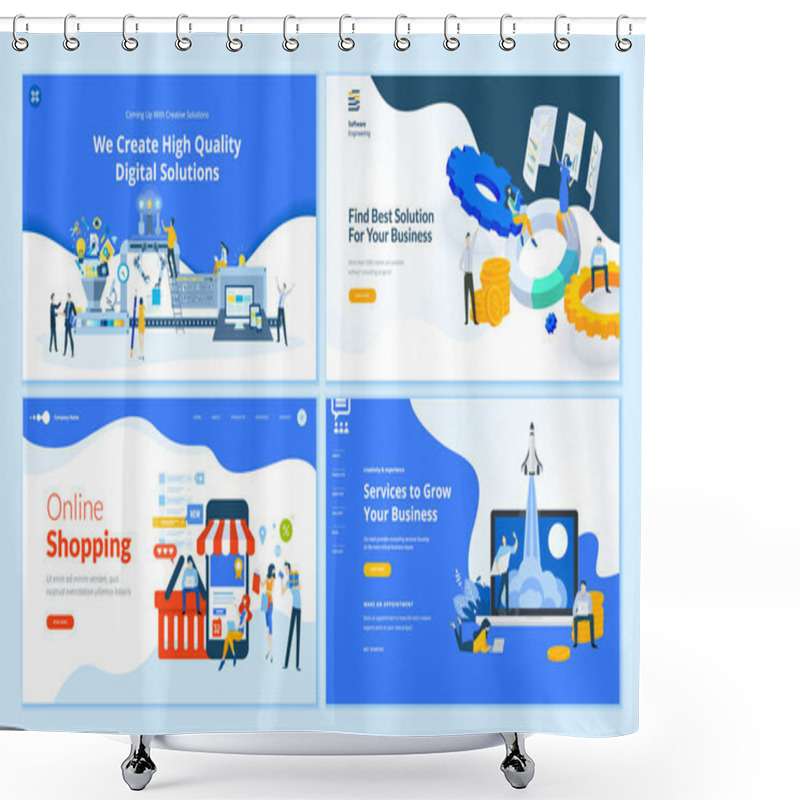 Personality  Set Of Flat Design Web Page Templates Of Web Development, Business Apps And Solutions, Startup, Online Shopping, . Modern Vector Illustration Concepts For Website And Mobile Website Development.  Shower Curtains