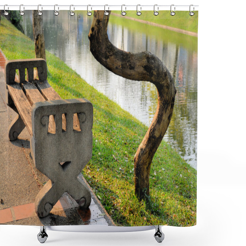 Personality  Tree Winding Around A Bench. Shower Curtains