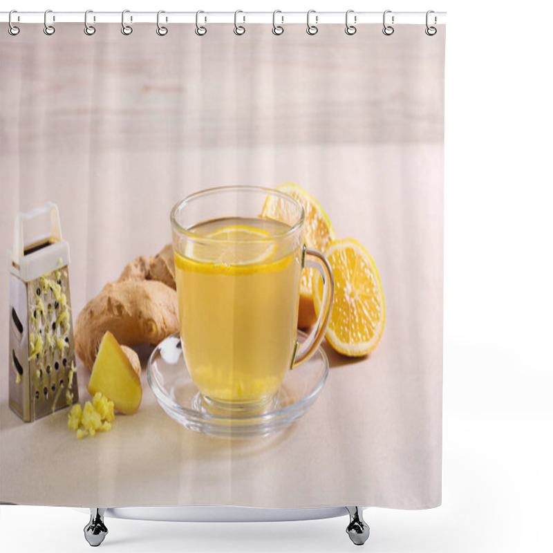 Personality  Lemon And Ginger Detox Healthy Tea, Served Shower Curtains