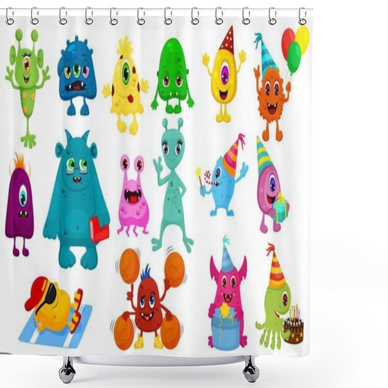 Personality  Cute Funny Monsters Set Shower Curtains