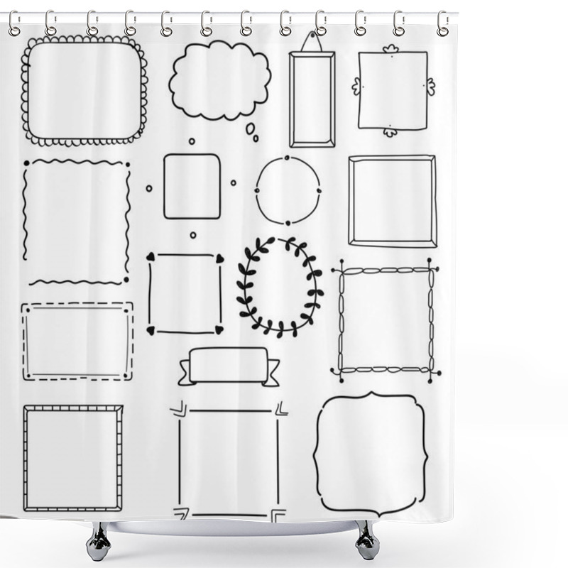 Personality  Hand Drawn Frame Vector Set. Wreath Collection. Shower Curtains