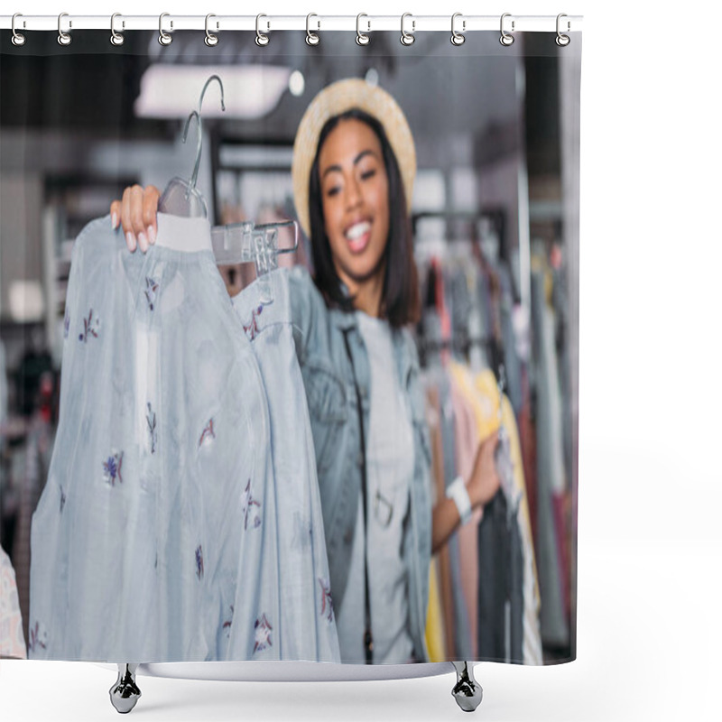 Personality  Hipster Girl In Boutique  Shower Curtains