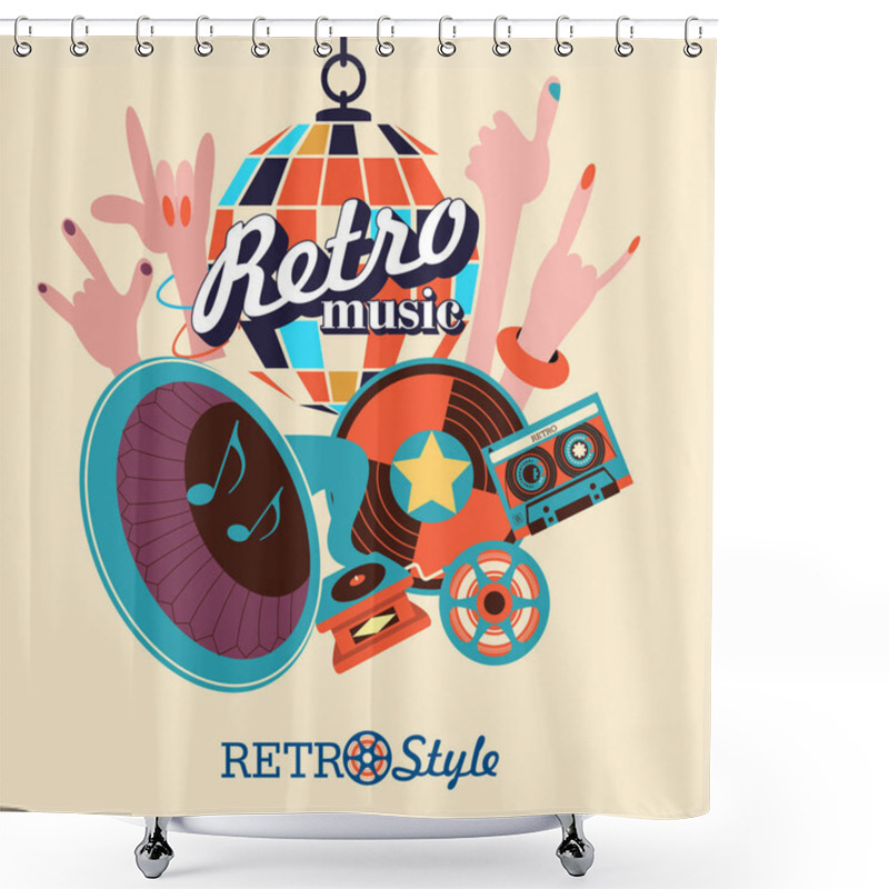 Personality  Retro Party. Beach Party.  Vector Illustration. Shower Curtains