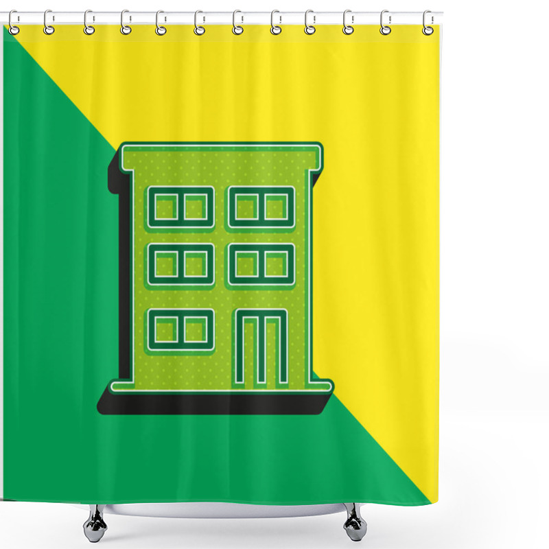 Personality  Apartment Green And Yellow Modern 3d Vector Icon Logo Shower Curtains