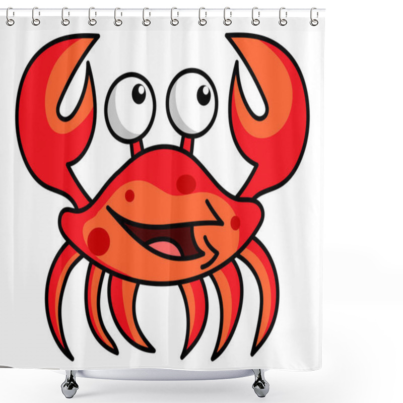 Personality  Crab Character Smiling With Big Claws On A White. Stock Illustration Vector Shower Curtains