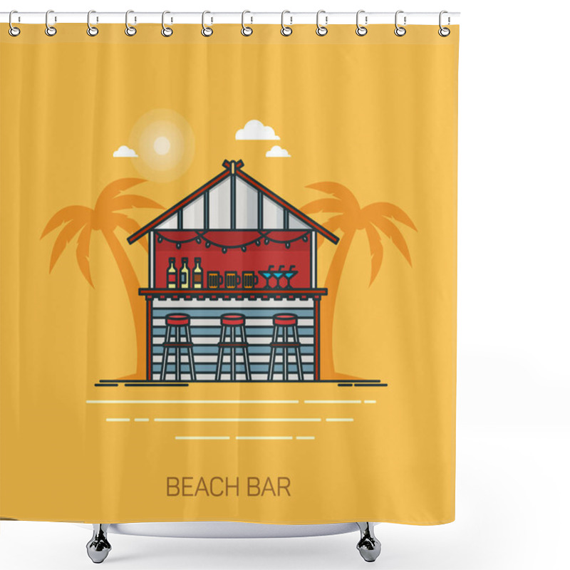 Personality  Bar At Sea Beach Or Hut For Alcohol At Seashore Shower Curtains