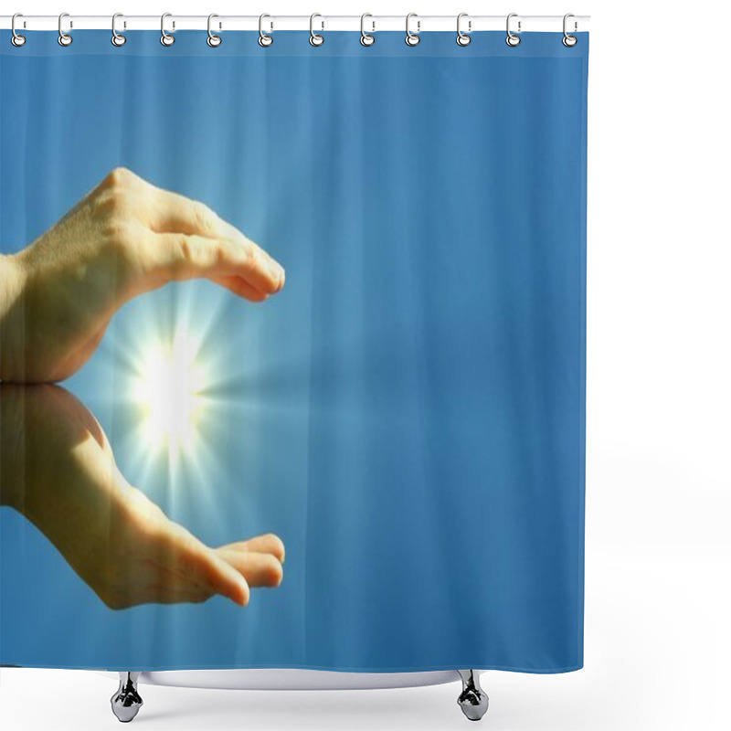 Personality  Hand Sun And Blue Sky Shower Curtains