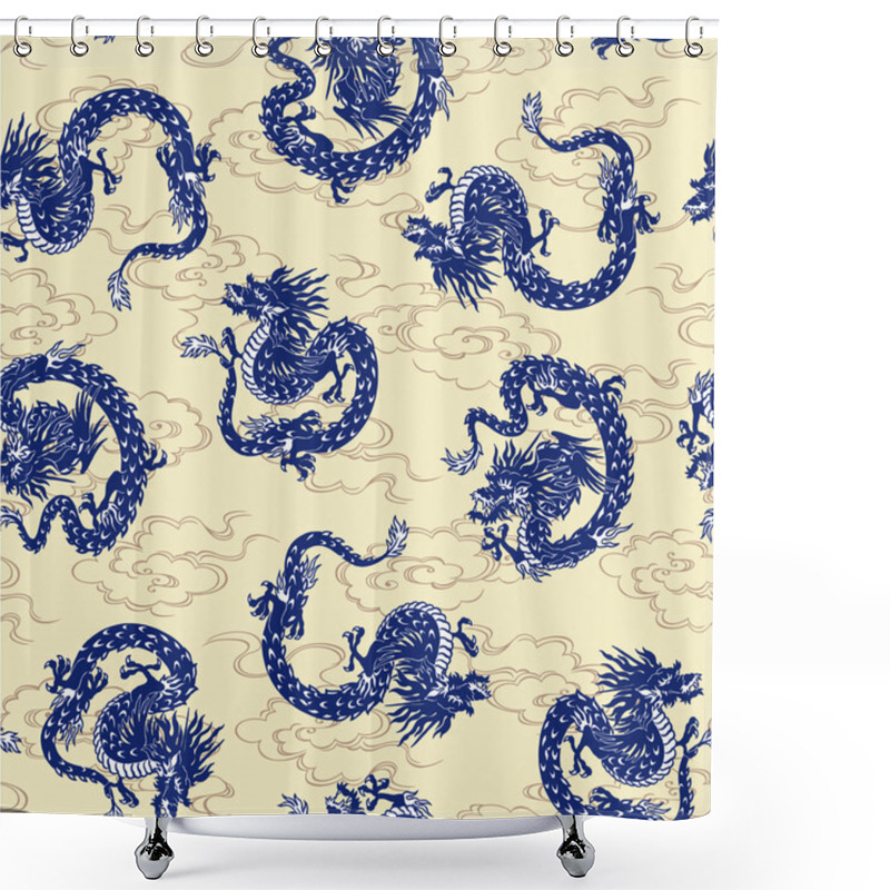 Personality  Japanese Dragon Is Seamless Shower Curtains