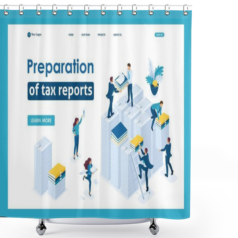 Personality  Isometric Tax Agents Check The Documents Shower Curtains