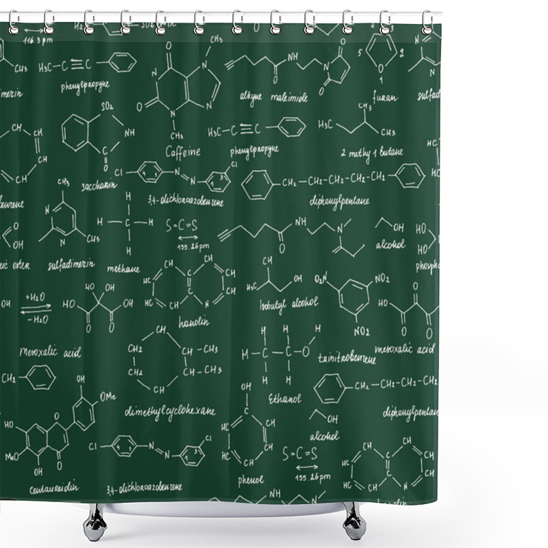 Personality  Organic Compounds. Seamless Texture. Sketch Of The School Blackboard With The Chemestry Organic Compound. Organic Chemistry. Shower Curtains