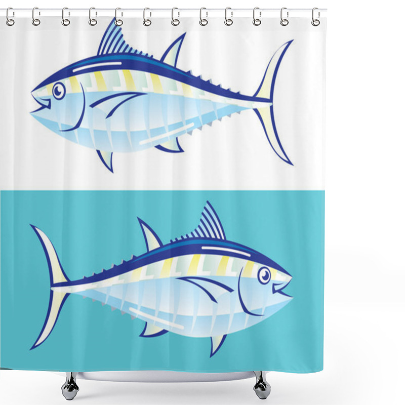 Personality  Yellow Fin Tuna Vector Stylized Shower Curtains