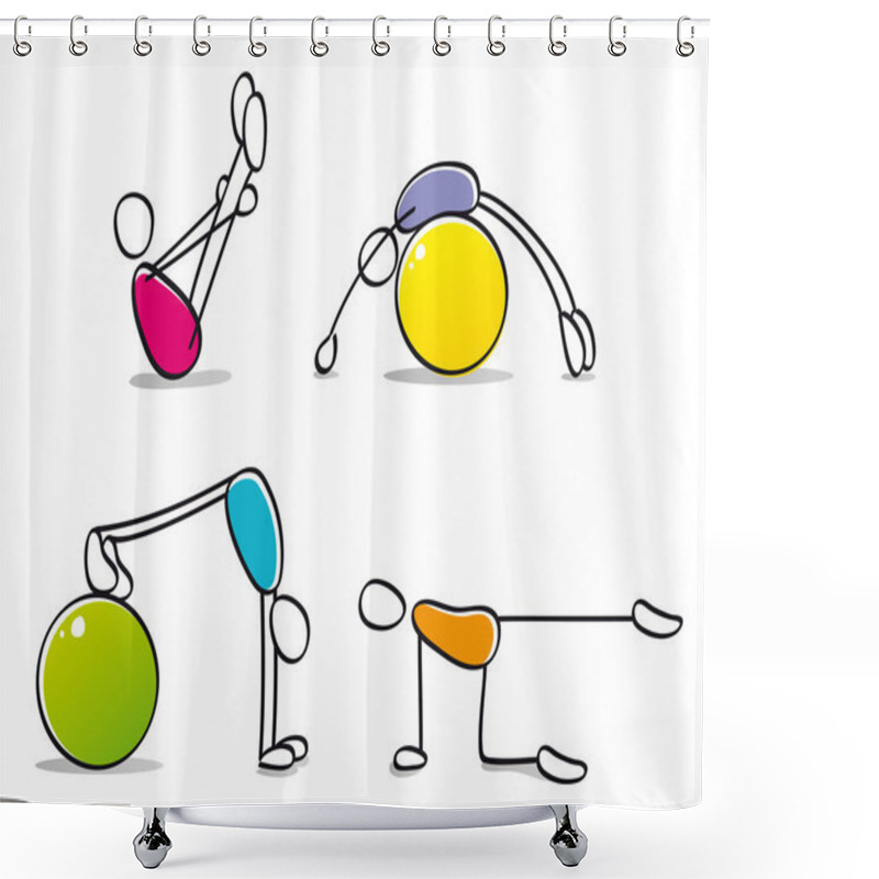 Personality  Funny Persons Practicing Pilates Shower Curtains