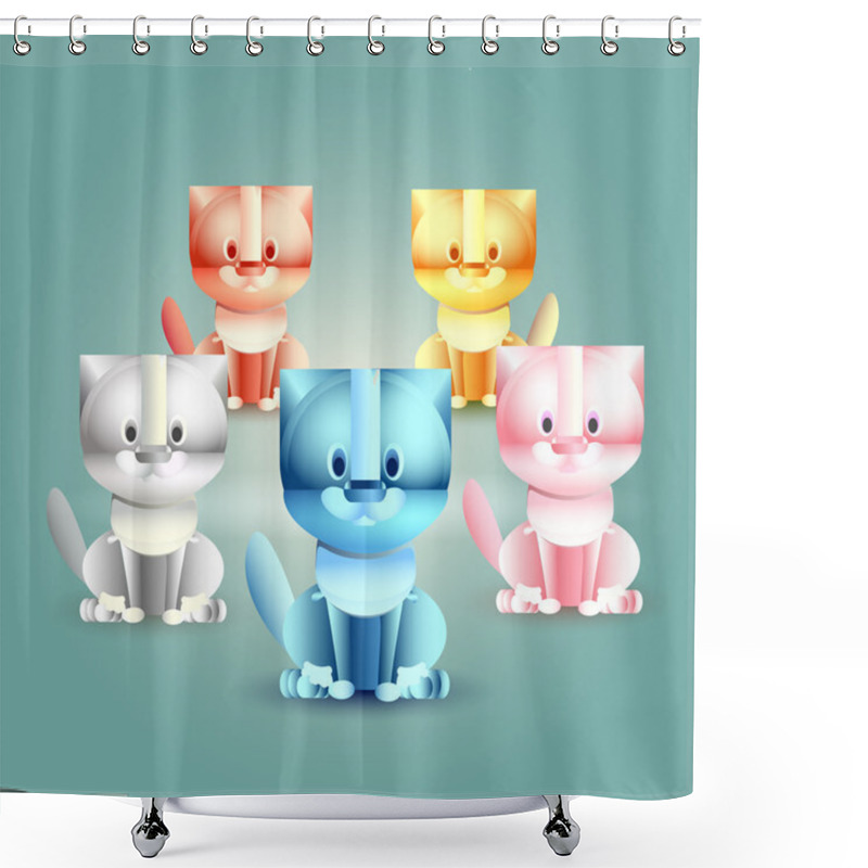 Personality  Five Funny Cats. Vector Illustration Shower Curtains