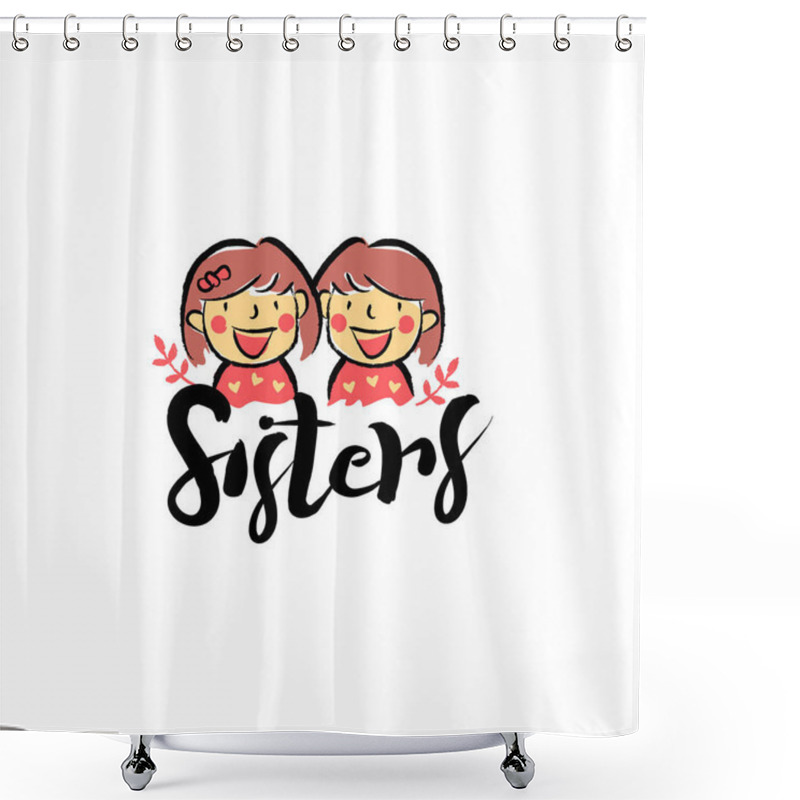 Personality  Crayon Drawing Twin Sisters Logo Symbol Shower Curtains