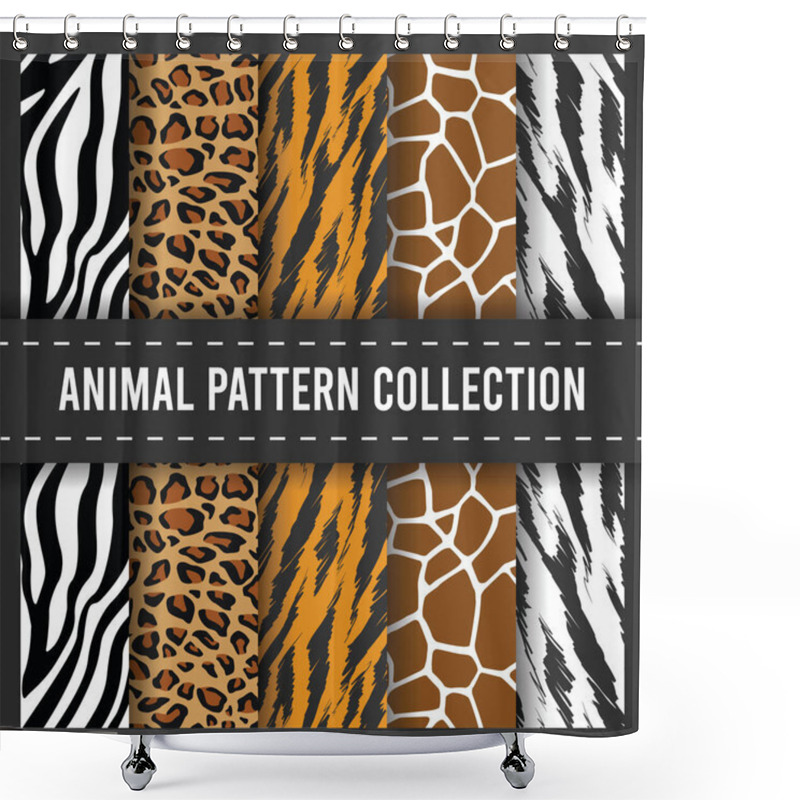 Personality  Seamless Pattern Background African Animal Print Zebra Tiger Leopard Giraffe Shower Curtains