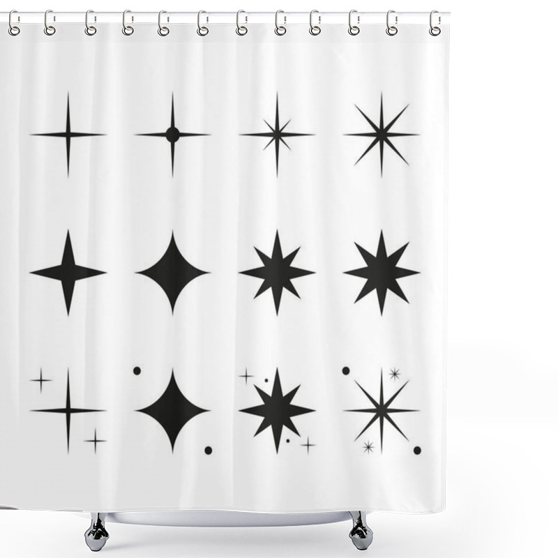 Personality  Set Of Christmas Stars. Vector In Flat Design Shower Curtains