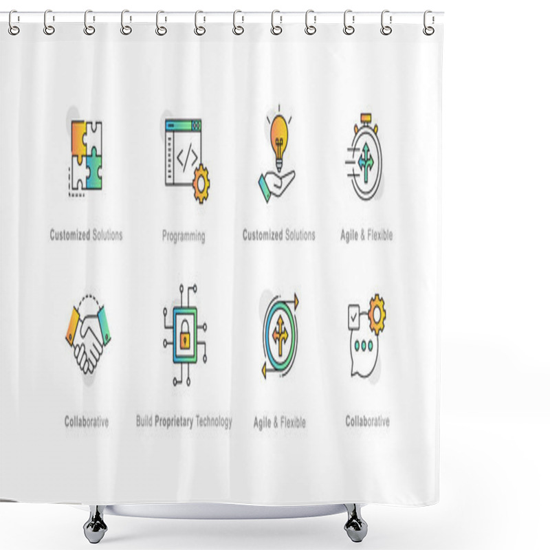 Personality  Customizable Agile Development And Collaboration Icons For Technology Solutions, Software Engineering, And Project Management. Agile And Flexible Icons. Build Proprietary Technology With Custom Solutions. Shower Curtains