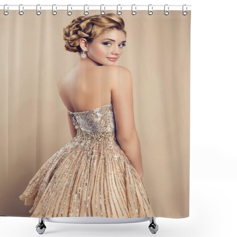 Personality  Beautiful Blond Woman In Elegant  Dress Shower Curtains