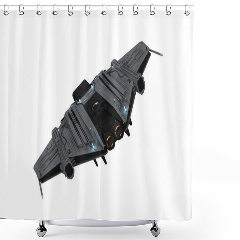 Personality  Science Fiction Fantasy Space Ship Flying Away Viewed From Behind. Isolated 3D Rendering. Shower Curtains