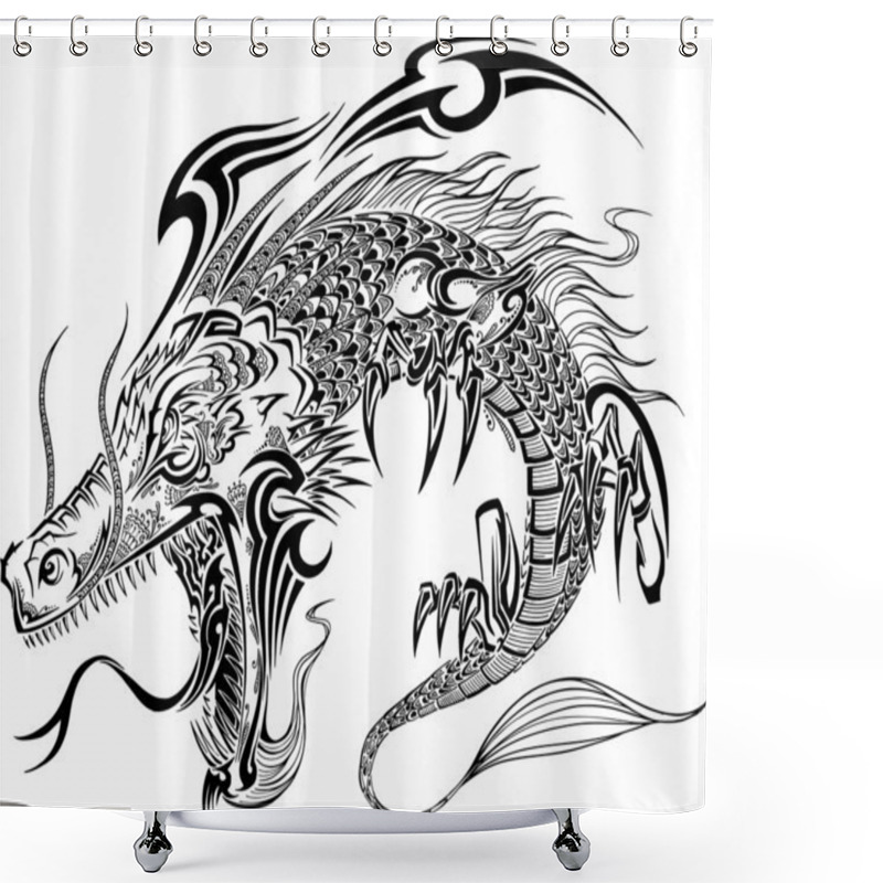 Personality  Dragon Doodle Sketch Tattoo Vector Shower Curtains