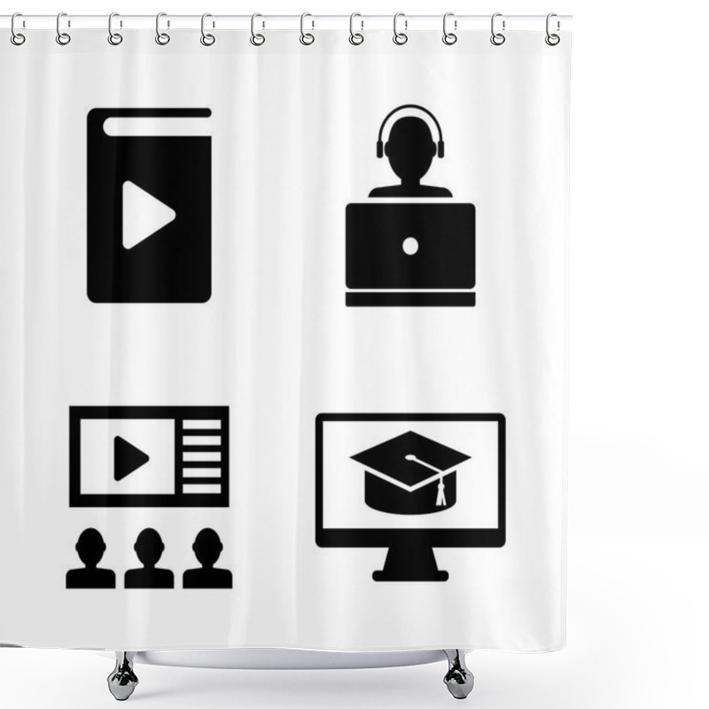 Personality  Online Education, Learning. Simple Related Vector Icons Shower Curtains