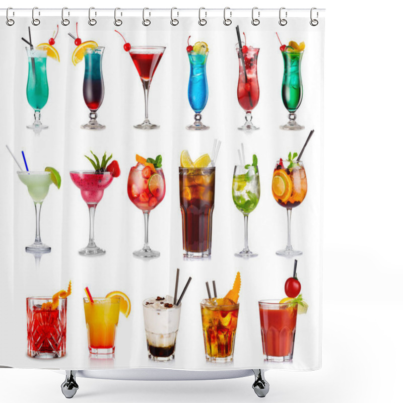 Personality  Set Of Classic Alcohol Cocktails Isolated Shower Curtains